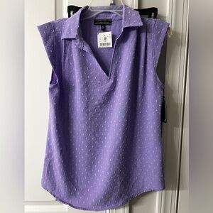 Love University Lilac Sleeveless Collared Blouse